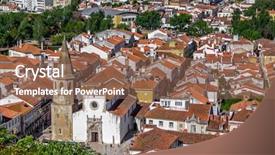  Presentation with city church - Presentation design having templar - tomar portugal the city background and a violet colored foreground