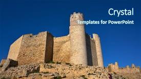  Presentation with castle - Cool new slide deck with templar - xivert castle in alcala de backdrop and a ocean colored foreground