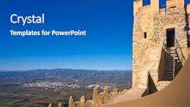  Presentation with castle - Amazing slide set having templar - xivert castle in alcala de backdrop and a dark gray colored foreground