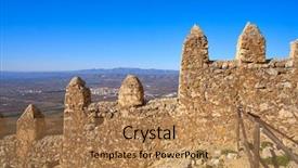  Presentation with candy castle - Presentation design consisting of templar - xivert castle in alcala de background and a coral colored foreground