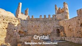  Presentation with english castle - Beautiful PPT theme featuring templar - xivert castle in alcala de backdrop and a tawny brown colored foreground