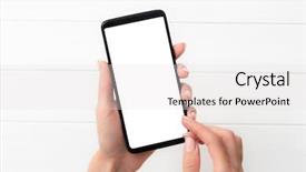  Presentation with automotive black and white - Cool new PPT theme with template of using black smartphone backdrop and a sky blue colored foreground