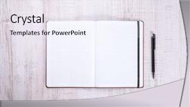 Presentation with white blank notebook silver - Amazing PPT layouts having template school report - blank notebook with pen backdrop and a  colored foreground