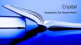  Presentation with reading table - Presentation enhanced with template school report - books open on desk top background and a light blue colored foreground