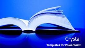  Presentation with reading table - Beautiful slide set featuring template school report - books open on desk top backdrop and a navy blue colored foreground