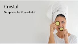  Presentation with turban - Amazing theme having template vibrant brunette with towel backdrop and a light gray colored foreground