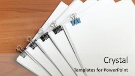  Presentation with binder - Amazing slide deck having template with metal clips binder backdrop and a light gray colored foreground