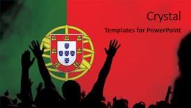  Presentation with football stadium - Slides with soccer templates - football fans supporting portugal background and a red colored foreground