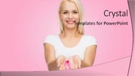  Presentation with breast cancer shirt - Beautiful PPT theme featuring hope templates - healthcare and medicine concept backdrop and a  colored foreground
