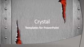  Presentation with metal corrosion - Presentation theme having templates corrosion - torn metal armor with rivets background and a gray colored foreground