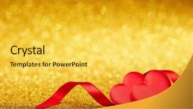  Presentation with wedding invitation card - PPT layouts enhanced with templates glitter - two decorative hearts background and a yellow colored foreground