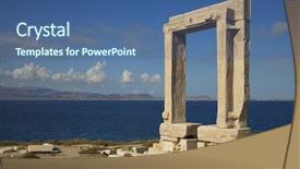 Presentation with god - Slide set enhanced with apollo temple's entrance background and a ocean colored foreground