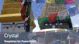  Presentation with blue eyes technology eye scan - Presentation design having god s temple - buddha's eyes 2 background and a  colored foreground