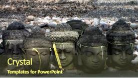  Presentation with heads - Beautiful PPT layouts featuring god s temple - buddha's stone heads backdrop and a tawny brown colored foreground