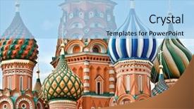  Presentation with head - Colorful PPT theme enhanced with god s temple - head of st basil's cathedral backdrop and a light blue colored foreground