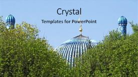  Presentation with mosque - Colorful presentation theme enhanced with god s temple - minarets of st petersburg's cathedral backdrop and a light blue colored foreground