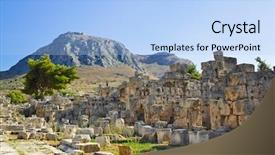  Presentation with archaeology - Beautiful presentation featuring greek temple - ruins in corinth greece backdrop and a light blue colored foreground