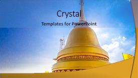  Presentation with blue sky - PPT theme with temple against blue sky thailand background and a light blue colored foreground