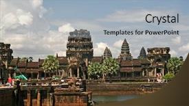  Presentation with cambodia - Slide set having temple-ankgor-wat-in-cambodia background and a light blue colored foreground