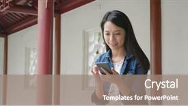  Presentation with chinese chinese - Amazing slide deck having temple architects - chinese woman using smart phone backdrop and a coral colored foreground