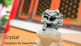  Presentation with architects - Theme featuring temple architects - lion statue background and a yellow colored foreground