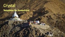  Presentation with shanti stupa - Audience pleasing presentation consisting of temple architects - shanti stupa at sunrise leh backdrop and a tawny brown colored foreground