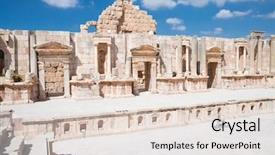  Presentation with architects - Amazing slides having temple architects - southern of amphitheatre jerash jordan backdrop and a lemonade colored foreground
