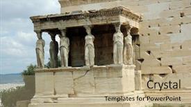  Presentation with mythology ancient greece zeus god - Colorful PPT theme enhanced with temple architects - view of statues backdrop and a  colored foreground