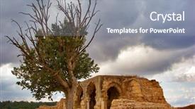  Presentation with antique parchment legal - Theme with temple architects - well kept rests antique basils background and a gray colored foreground