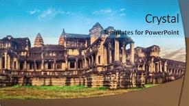  Presentation with colorful sunrise borobudur temple - PPT theme featuring temple at sunrise siem reap background and a light blue colored foreground