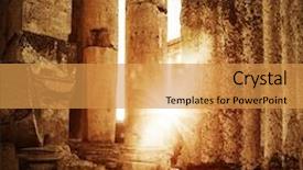  Presentation with ancient roman - PPT theme consisting of temple baalbek lebanon ancient roman background and a gold colored foreground