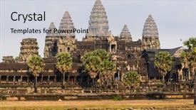  Presentation with ancient asia - Presentation consisting of temple complex popular among tourist background and a sky blue colored foreground