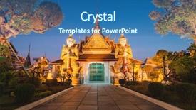  Presentation with bangkok - Presentation design enhanced with temple entrance at night bangkok background and a ocean colored foreground