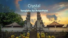  Presentation with bali temple - Colorful slide deck enhanced with temple-entrance-in-bali-indonesia backdrop and a ocean colored foreground
