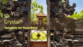  Presentation with bali temple - PPT theme consisting of temple-entrance-in-bali-indonesia background and a tawny brown colored foreground