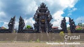  Presentation with indonesia - Beautiful presentation design featuring temple-entrance-in-bali-indonesia backdrop and a coral colored foreground