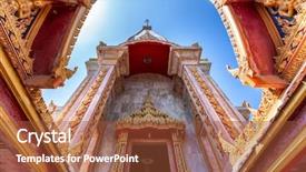  Presentation with dynamic - Beautiful presentation theme featuring entrance in chalong phuket thailand backdrop and a red colored foreground