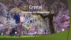  Presentation with festival - Slide set with temple festival grounds in spring background and a dark gray colored foreground