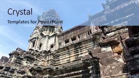  Presentation with cambodia - Slide set with temple-in-angkor-thom-cambodia background and a light blue colored foreground