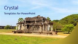 Presentation with cambodia - Colorful slides enhanced with temple in angkor thom cambodia backdrop and a sky blue colored foreground