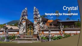  Presentation with bali temple - Presentation theme with temple in bali island indonesia background and a ocean colored foreground