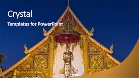  Presentation with chiang mai - Colorful presentation design enhanced with temple in chiang mai thailand backdrop and a navy blue colored foreground