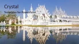  Presentation with thailand - Presentation design featuring temple in chiang rai thailand background and a light blue colored foreground