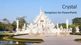  Presentation with thailand - Presentation theme consisting of temple in chiang rai thailand background and a light blue colored foreground