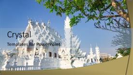  Presentation with thailand - Presentation design with temple in chiang rai thailand background and a light blue colored foreground