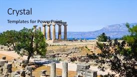  Presentation with corinth - Theme featuring a symbol of transortation background and a teal colored foreground