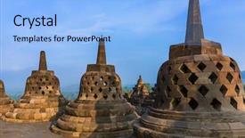 Presentation with java island - Cool new PPT theme with temple in island java indonesia backdrop and a light blue colored foreground