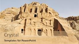  Presentation with petra - Amazing PPT theme having temple in little petra siq al-barid jordan backdrop and a coral colored foreground