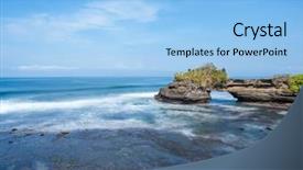  Presentation with pura - Amazing PPT layouts having temple in the sea pura backdrop and a light blue colored foreground