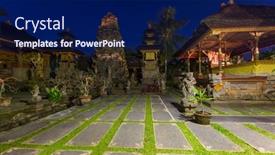  Presentation with bali temple - Cool new presentation theme with temple-in-ubud-bali-island backdrop and a navy blue colored foreground